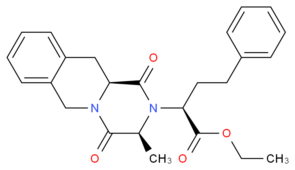 ethyl (2S)-2-[(3S,11aS)-3-methyl-1,4-dioxo-1H,2H,3H,4H,6H,11H,11aH-piperazino[1,2-b]isoquinolin-2-yl]-4-phenylbutanoate_分子结构_CAS_103733-49-9