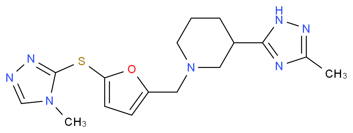 3-(3-methyl-1H-1,2,4-triazol-5-yl)-1-({5-[(4-methyl-4H-1,2,4-triazol-3-yl)thio]-2-furyl}methyl)piperidine_分子结构_CAS_)