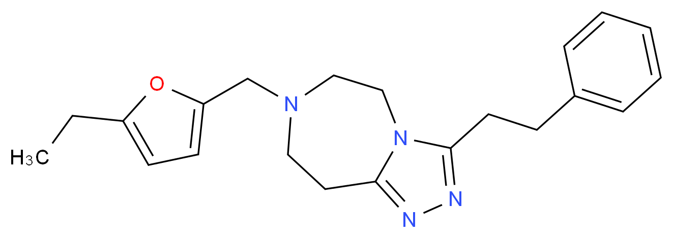 7-[(5-ethyl-2-furyl)methyl]-3-(2-phenylethyl)-6,7,8,9-tetrahydro-5H-[1,2,4]triazolo[4,3-d][1,4]diazepine_分子结构_CAS_)