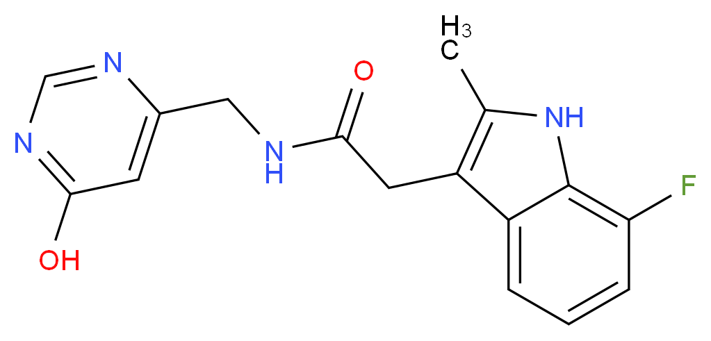 2-(7-fluoro-2-methyl-1H-indol-3-yl)-N-[(6-hydroxypyrimidin-4-yl)methyl]acetamide_分子结构_CAS_)