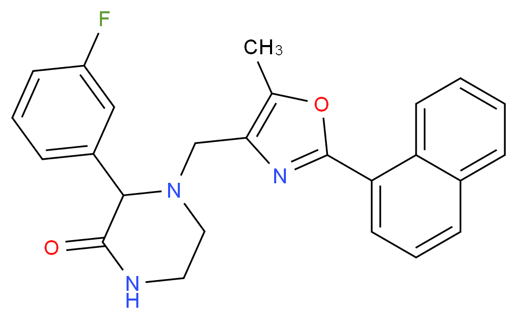 3-(3-fluorophenyl)-4-{[5-methyl-2-(1-naphthyl)-1,3-oxazol-4-yl]methyl}-2-piperazinone_分子结构_CAS_)