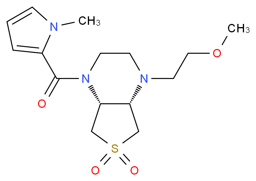(4aR*,7aS*)-1-(2-methoxyethyl)-4-[(1-methyl-1H-pyrrol-2-yl)carbonyl]octahydrothieno[3,4-b]pyrazine 6,6-dioxide_分子结构_CAS_)