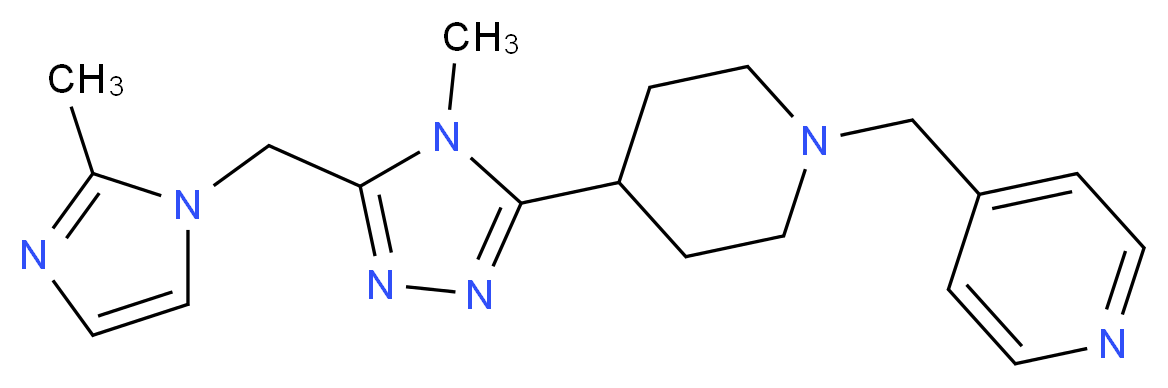 4-[(4-{4-methyl-5-[(2-methyl-1H-imidazol-1-yl)methyl]-4H-1,2,4-triazol-3-yl}piperidin-1-yl)methyl]pyridine_分子结构_CAS_)