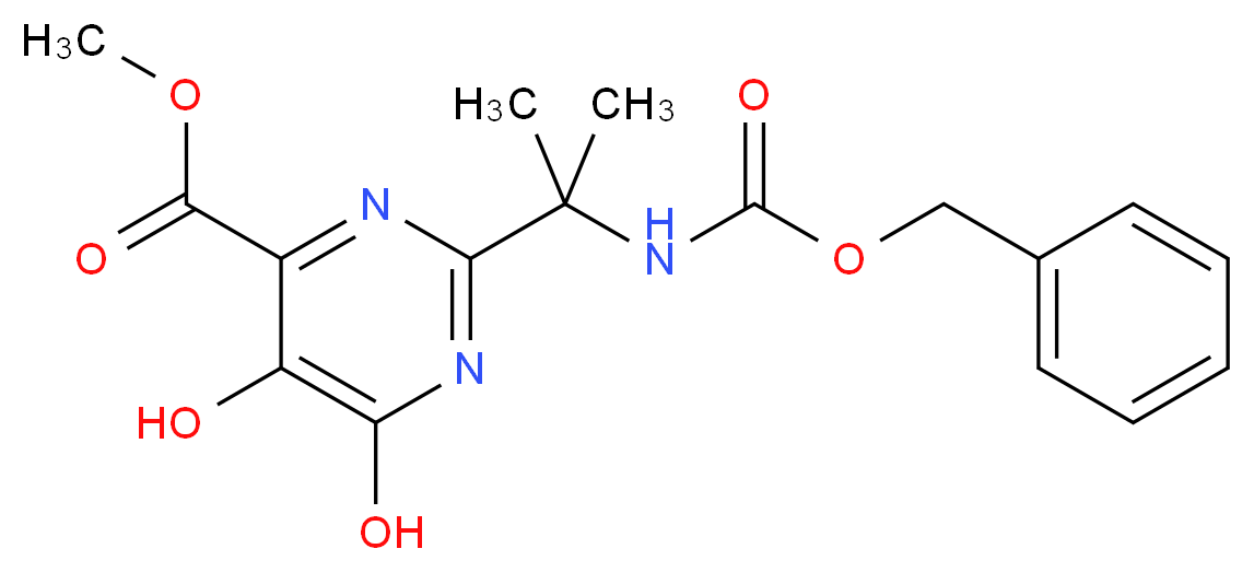 Methyl 2-(2-{[(benzyloxy)carbonyl]amino}propan-2-yl)-5,6-dihydroxypyrimidine-4-carboxylate_分子结构_CAS_519032-08-7)