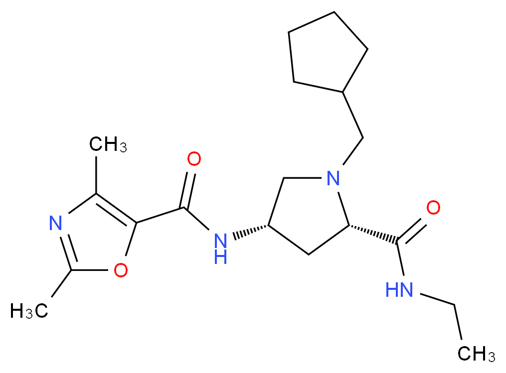 (4S)-1-(cyclopentylmethyl)-4-{[(2,4-dimethyl-1,3-oxazol-5-yl)carbonyl]amino}-N-ethyl-L-prolinamide_分子结构_CAS_)