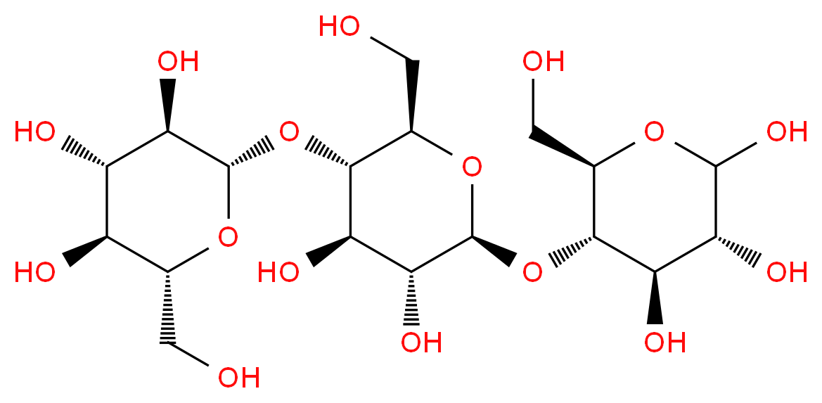 (2S,3R,4S,5S,6R)-2-{[(2R,3S,4R,5R,6S)-4,5-dihydroxy-2-(hydroxymethyl)-6-{[(2R,3S,4R,5R)-4,5,6-trihydroxy-2-(hydroxymethyl)oxan-3-yl]oxy}oxan-3-yl]oxy}-6-(hydroxymethyl)oxane-3,4,5-triol_分子结构_CAS_33404-34-1