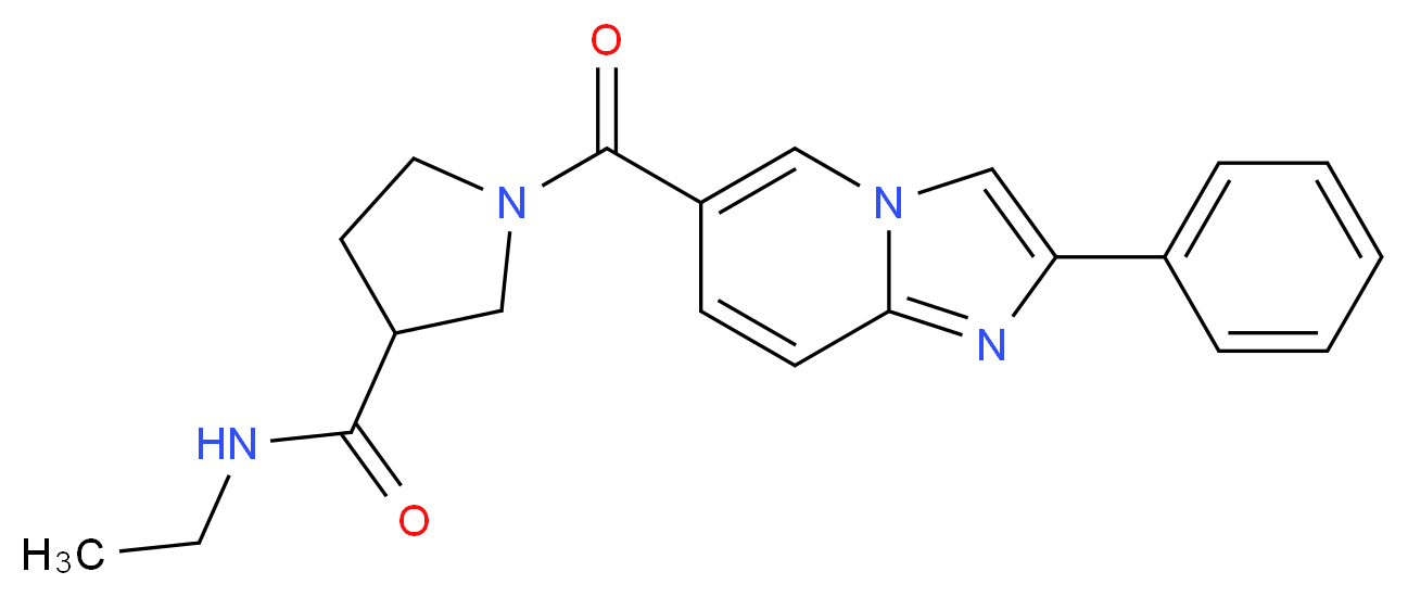 N-ethyl-1-[(2-phenylimidazo[1,2-a]pyridin-6-yl)carbonyl]pyrrolidine-3-carboxamide_分子结构_CAS_)