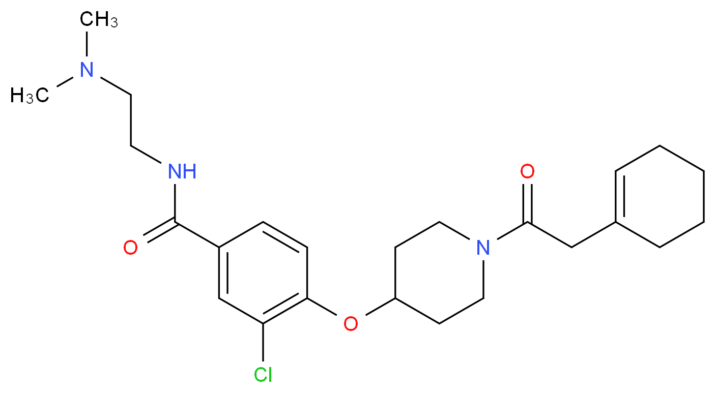 3-chloro-4-{[1-(1-cyclohexen-1-ylacetyl)-4-piperidinyl]oxy}-N-[2-(dimethylamino)ethyl]benzamide_分子结构_CAS_)