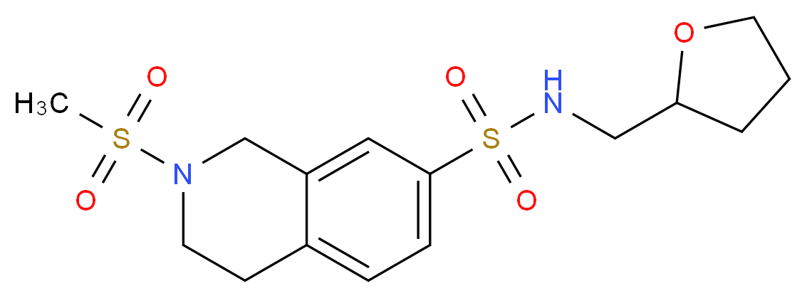 2-(methylsulfonyl)-N-(tetrahydrofuran-2-ylmethyl)-1,2,3,4-tetrahydroisoquinoline-7-sulfonamide_分子结构_CAS_)