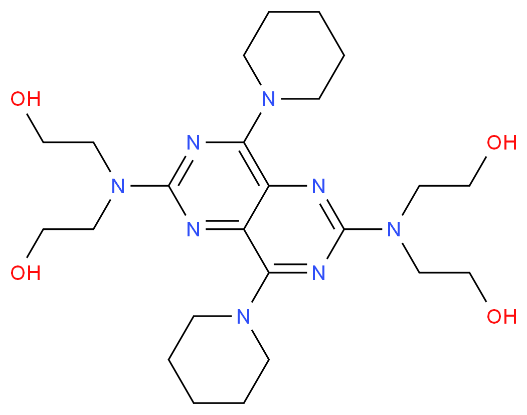 2,2',2'',2'''-((4,8-di(piperidin-1-yl)pyrimido[5,4-d]pyrimidine-2,6-diyl)bis(azanetriyl))tetraethanol_分子结构_CAS_)