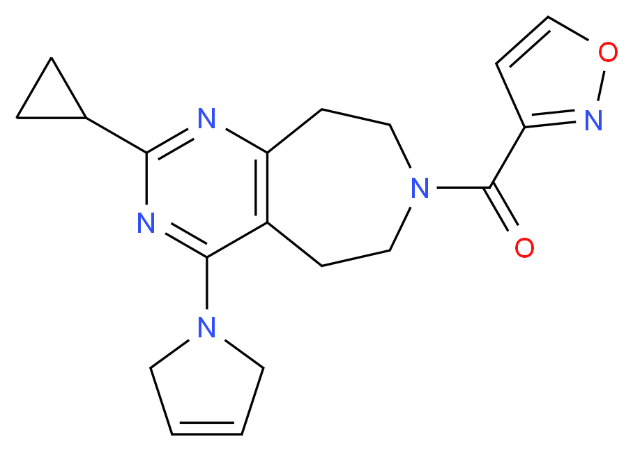 2-cyclopropyl-4-(2,5-dihydro-1H-pyrrol-1-yl)-7-(isoxazol-3-ylcarbonyl)-6,7,8,9-tetrahydro-5H-pyrimido[4,5-d]azepine_分子结构_CAS_)