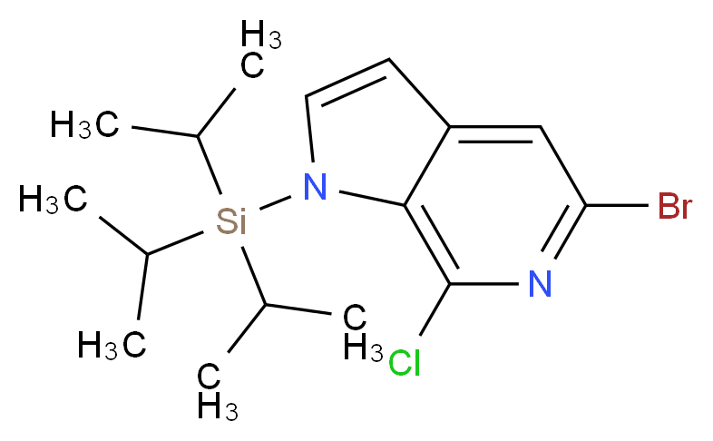 5-bromo-7-chloro-1-[tris(propan-2-yl)silyl]-1H-pyrrolo[2,3-c]pyridine_分子结构_CAS_1198096-80-8