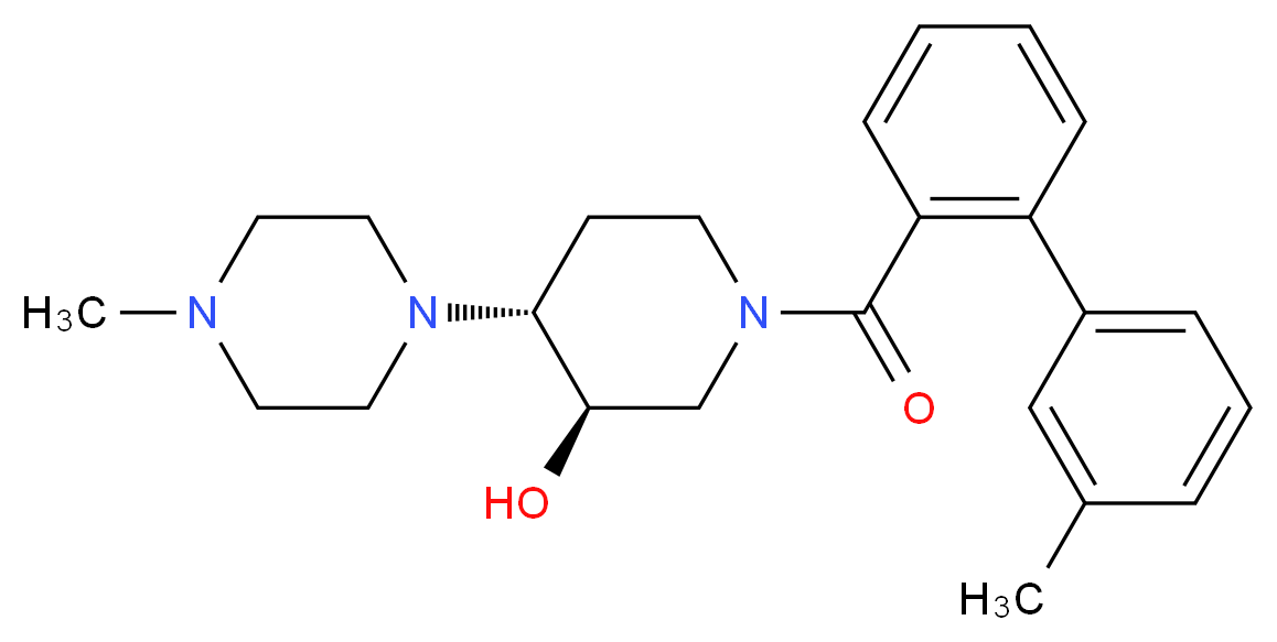 (3R*,4R*)-1-[(3'-methyl-2-biphenylyl)carbonyl]-4-(4-methyl-1-piperazinyl)-3-piperidinol_分子结构_CAS_)