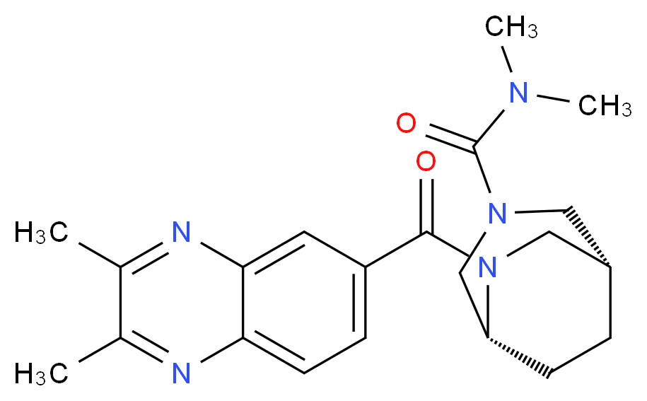 (1R*,5R*)-6-[(2,3-dimethylquinoxalin-6-yl)carbonyl]-N,N-dimethyl-3,6-diazabicyclo[3.2.2]nonane-3-carboxamide_分子结构_CAS_)