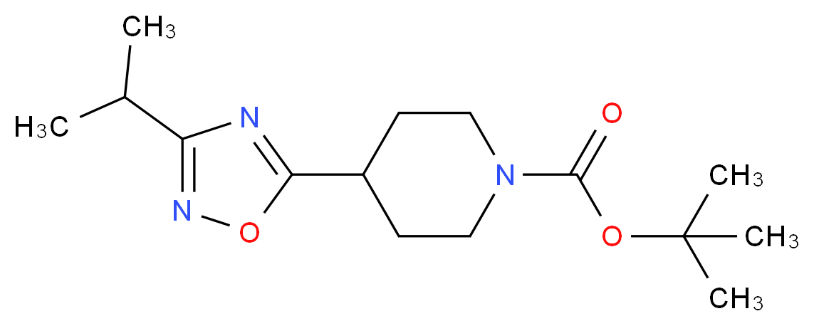 4-(3-Isopropyl-[1,2,4]oxadiazol-5-yl)piperidine-1-carboxylic acid tert-butyl ester_分子结构_CAS_)