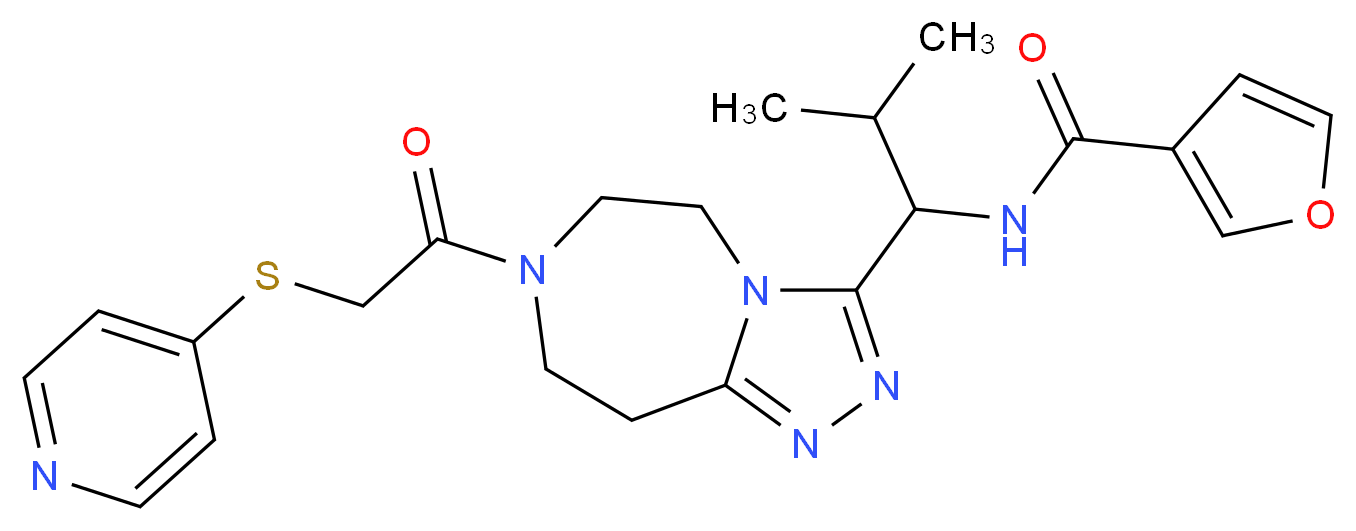 N-(2-methyl-1-{7-[(4-pyridinylthio)acetyl]-6,7,8,9-tetrahydro-5H-[1,2,4]triazolo[4,3-d][1,4]diazepin-3-yl}propyl)-3-furamide_分子结构_CAS_)
