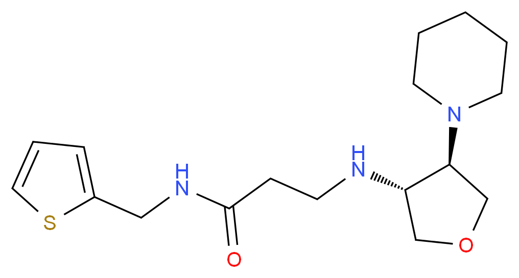 3-{[(3R*,4R*)-4-piperidin-1-yltetrahydrofuran-3-yl]amino}-N-(2-thienylmethyl)propanamide_分子结构_CAS_)