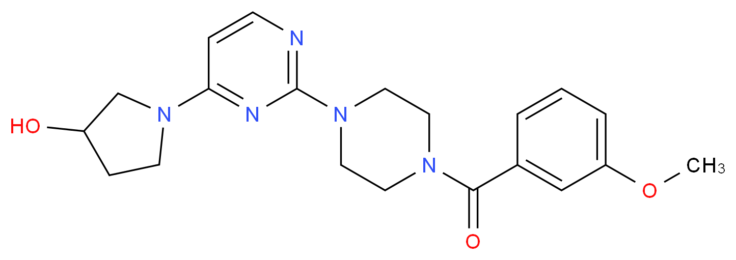 1-{2-[4-(3-methoxybenzoyl)-1-piperazinyl]-4-pyrimidinyl}-3-pyrrolidinol_分子结构_CAS_)