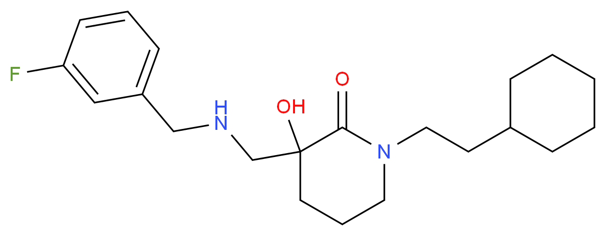 1-(2-cyclohexylethyl)-3-{[(3-fluorobenzyl)amino]methyl}-3-hydroxypiperidin-2-one_分子结构_CAS_)