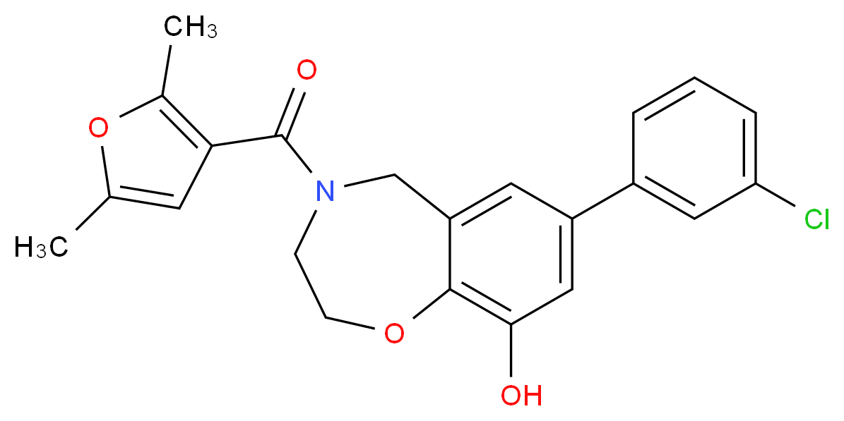 7-(3-chlorophenyl)-4-(2,5-dimethyl-3-furoyl)-2,3,4,5-tetrahydro-1,4-benzoxazepin-9-ol_分子结构_CAS_)