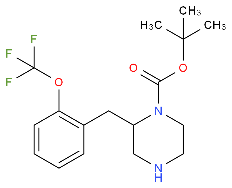 tert-butyl 2-{[2-(trifluoromethoxy)phenyl]methyl}piperazine-1-carboxylate_分子结构_CAS_886773-88-2