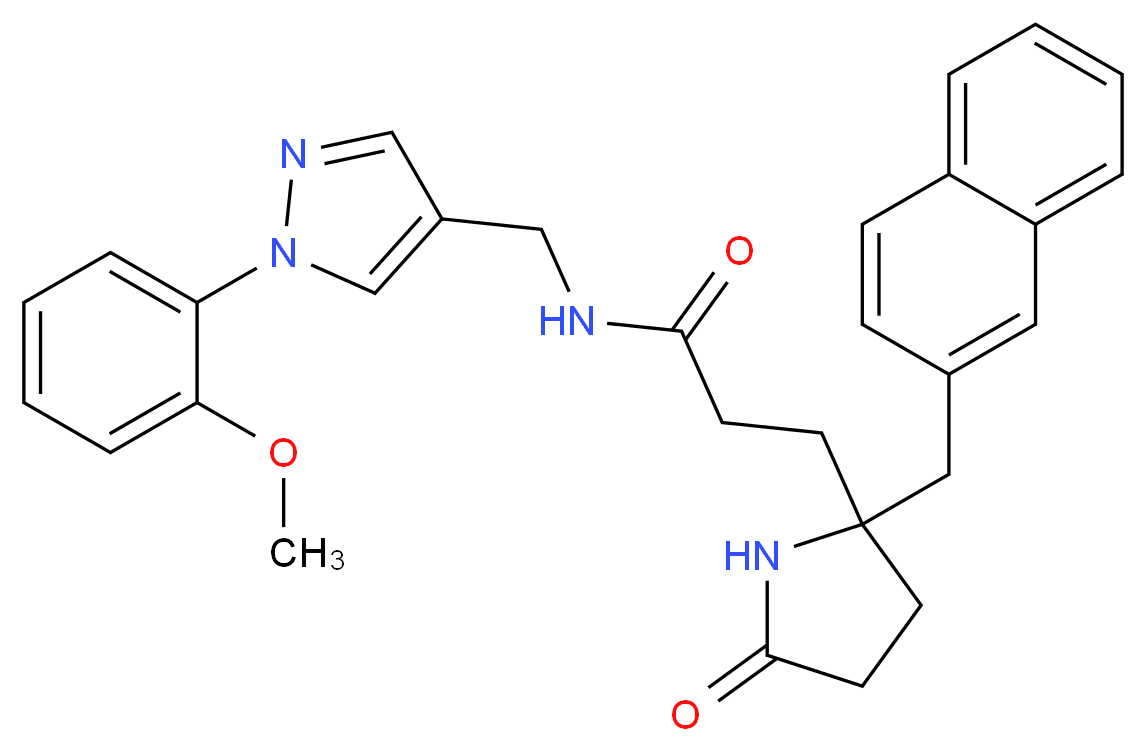 N-{[1-(2-methoxyphenyl)-1H-pyrazol-4-yl]methyl}-3-[2-(2-naphthylmethyl)-5-oxo-2-pyrrolidinyl]propanamide_分子结构_CAS_)
