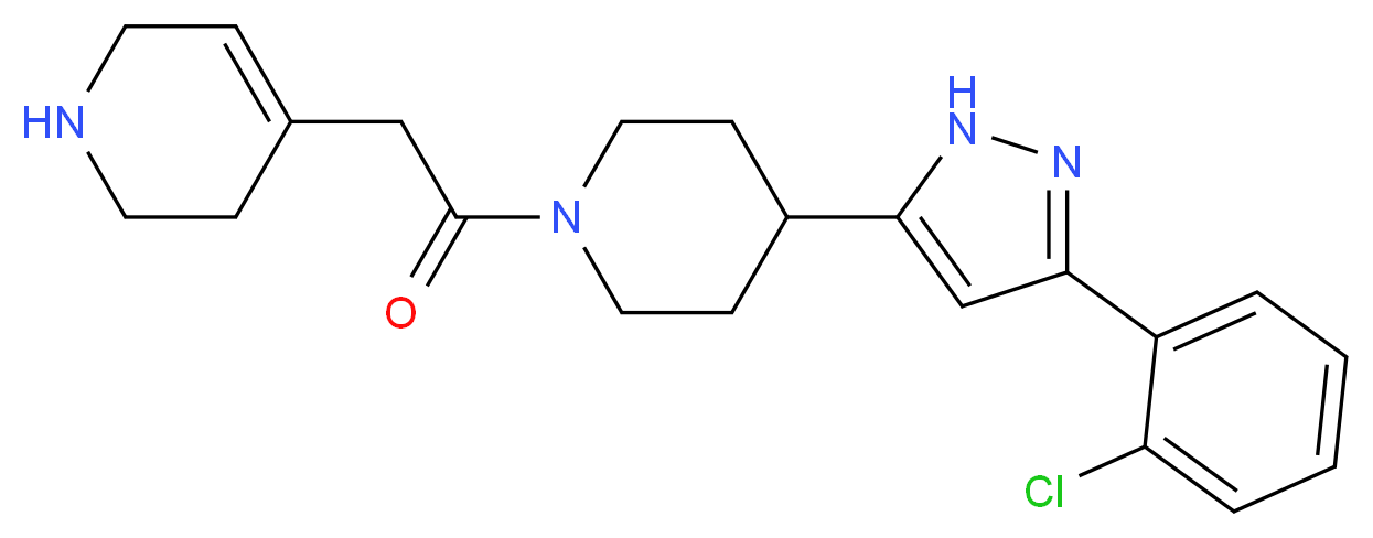 4-(2-{4-[3-(2-chlorophenyl)-1H-pyrazol-5-yl]piperidin-1-yl}-2-oxoethyl)-1,2,3,6-tetrahydropyridine_分子结构_CAS_)