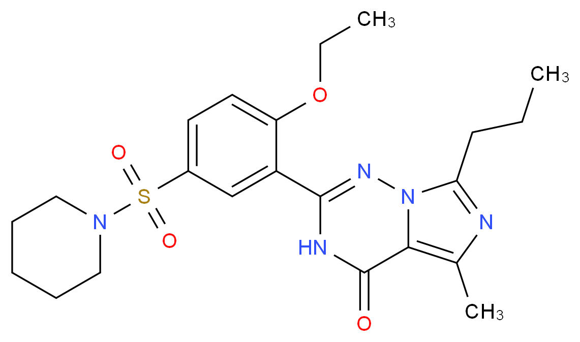 2-[2-ethoxy-5-(piperidine-1-sulfonyl)phenyl]-5-methyl-7-propyl-3H,4H-imidazo[4,3-f][1,2,4]triazin-4-one_分子结构_CAS_224788-34-5