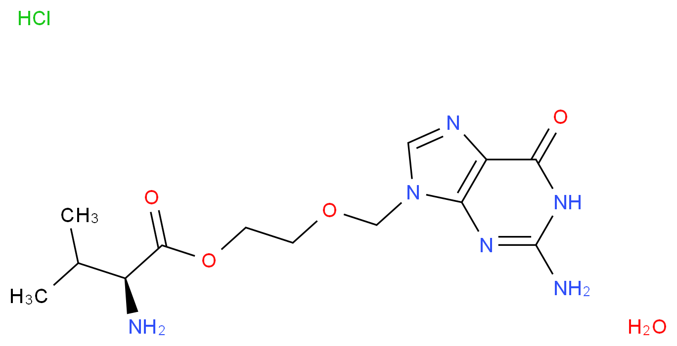 Valacyclovir hydrochloride hydrate_分子结构_CAS_124832-27-5(anhydrous))