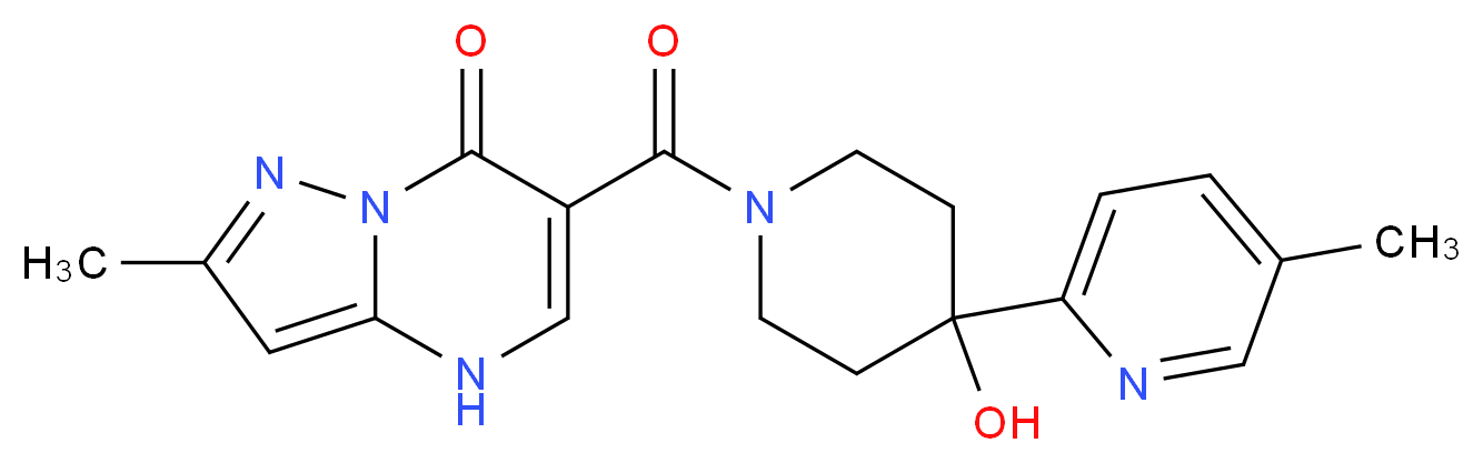 6-{[4-hydroxy-4-(5-methylpyridin-2-yl)piperidin-1-yl]carbonyl}-2-methylpyrazolo[1,5-a]pyrimidin-7(4H)-one_分子结构_CAS_)