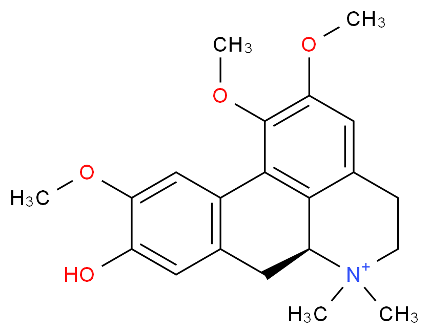 (9S)-5-hydroxy-4,15,16-trimethoxy-10,10-dimethyl-10-azatetracyclo[7.7.1.0<sup>2</sup>,<sup>7</sup>.0<sup>1</sup><sup>3</sup>,<sup>1</sup><sup>7</sup>]heptadeca-1(17),2(7),3,5,13,15-hexaen-10-ium_分子结构_CAS_6872-88-4