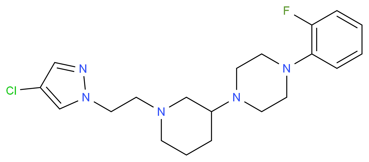 1-{1-[2-(4-chloro-1H-pyrazol-1-yl)ethyl]-3-piperidinyl}-4-(2-fluorophenyl)piperazine_分子结构_CAS_)