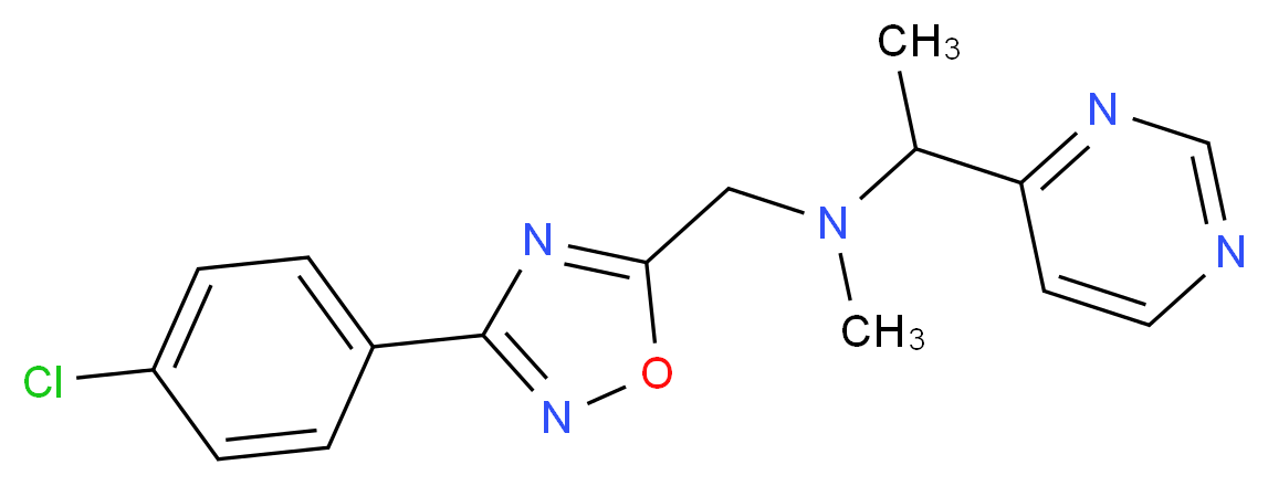 N-{[3-(4-chlorophenyl)-1,2,4-oxadiazol-5-yl]methyl}-N-methyl-1-(4-pyrimidinyl)ethanamine_分子结构_CAS_)