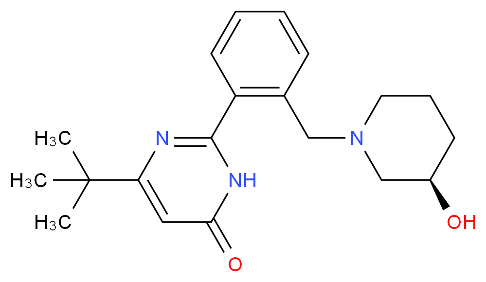 6-tert-butyl-2-(2-{[(3R)-3-hydroxypiperidin-1-yl]methyl}phenyl)pyrimidin-4(3H)-one_分子结构_CAS_)