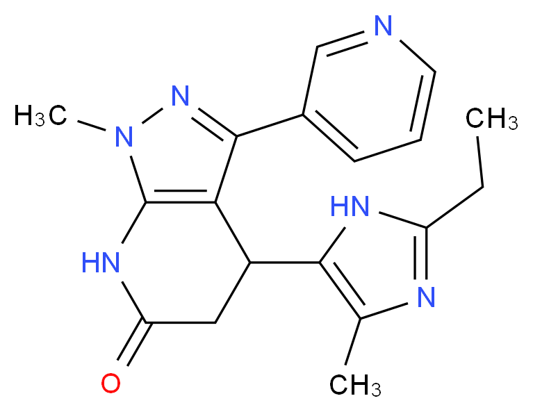 4-(2-ethyl-4-methyl-1H-imidazol-5-yl)-1-methyl-3-pyridin-3-yl-1,4,5,7-tetrahydro-6H-pyrazolo[3,4-b]pyridin-6-one_分子结构_CAS_)