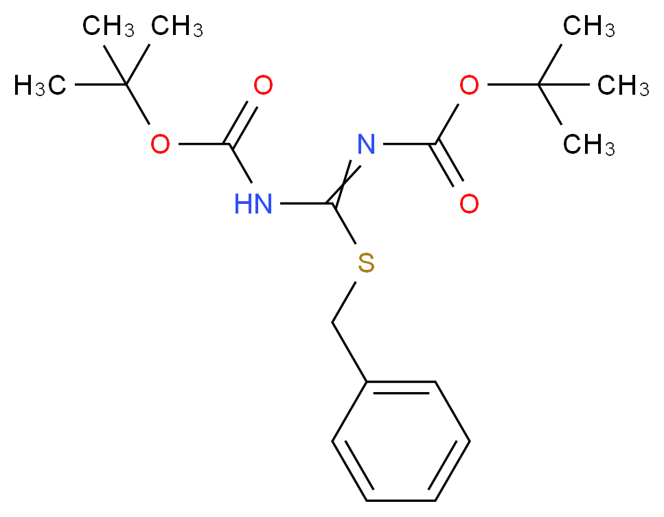 2-苄基-1,3-双(叔丁氧羰基)-2-异硫脲_分子结构_CAS_302912-11-4)