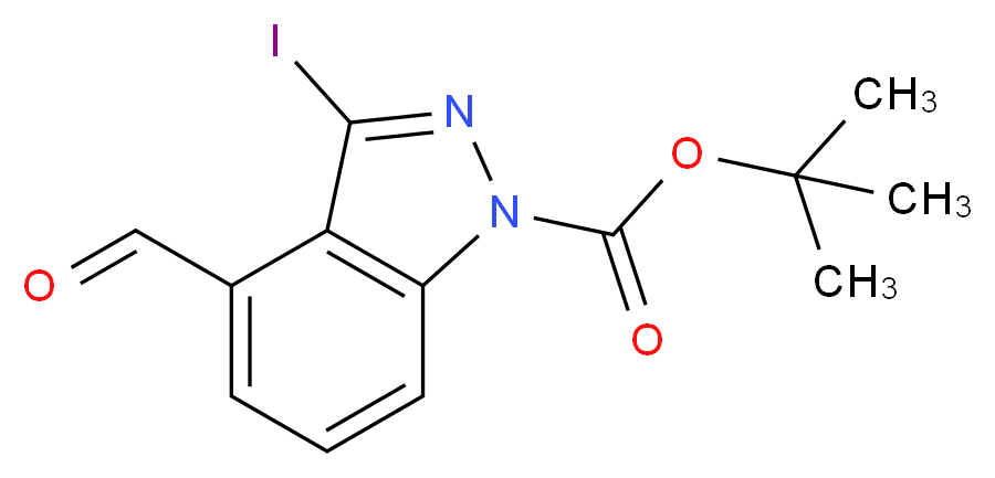 1H-INDAZOLE-1-CARBOXYLIC ACID, 4-FORMYL-3-IODO-, 1,1-DIMETHYLETHYL ESTER_分子结构_CAS_944899-14-3)