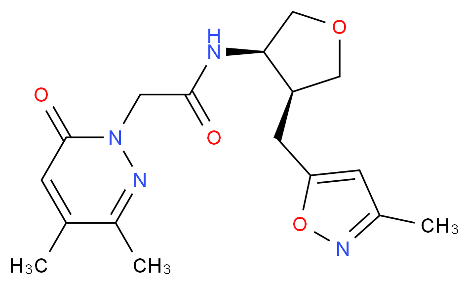 2-(3,4-dimethyl-6-oxopyridazin-1(6H)-yl)-N-{(3R*,4S*)-4-[(3-methylisoxazol-5-yl)methyl]tetrahydrofuran-3-yl}acetamide_分子结构_CAS_)