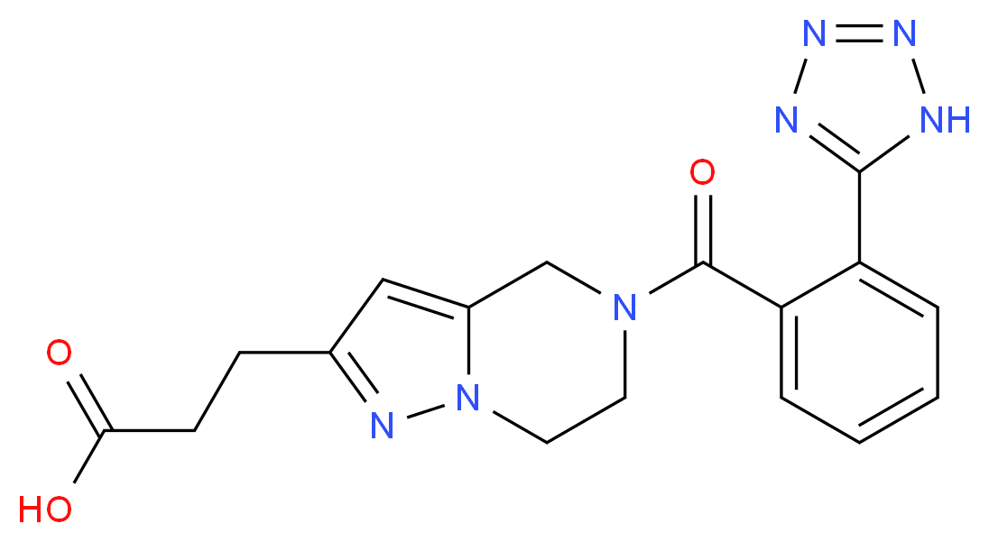3-{5-[2-(1H-tetrazol-5-yl)benzoyl]-4,5,6,7-tetrahydropyrazolo[1,5-a]pyrazin-2-yl}propanoic acid_分子结构_CAS_)