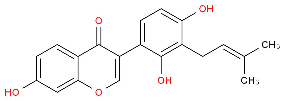 3-[2,4-dihydroxy-3-(3-methylbut-2-en-1-yl)phenyl]-7-hydroxy-4H-chromen-4-one_分子结构_CAS_166547-20-2