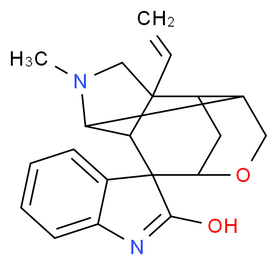 2'-ethenyl-4'-methyl-9'-oxa-4'-azaspiro[indole-3,7'-tetracyclo[6.3.1.0^{2,6}.0^{5,11}]dodecane]-2-ol_分子结构_CAS_509-15-9