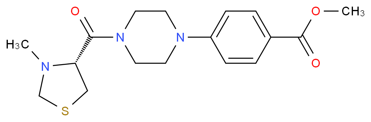methyl 4-(4-{[(4R)-3-methyl-1,3-thiazolidin-4-yl]carbonyl}-1-piperazinyl)benzoate_分子结构_CAS_)