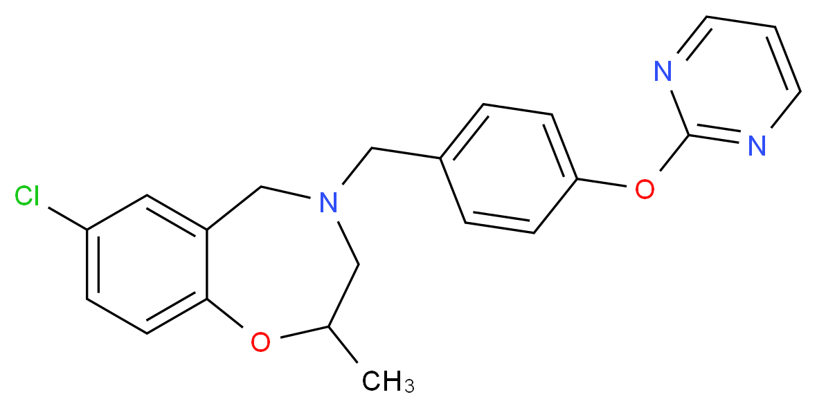 7-chloro-2-methyl-4-[4-(2-pyrimidinyloxy)benzyl]-2,3,4,5-tetrahydro-1,4-benzoxazepine_分子结构_CAS_)