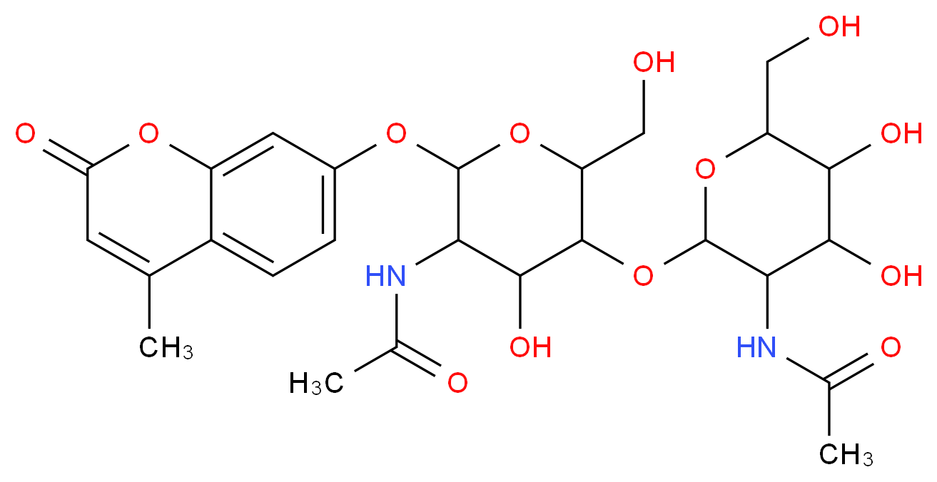 N-(5-{[3-acetamido-4,5-dihydroxy-6-(hydroxymethyl)oxan-2-yl]oxy}-4-hydroxy-6-(hydroxymethyl)-2-[(4-methyl-2-oxo-2H-chromen-7-yl)oxy]oxan-3-yl)acetamide_分子结构_CAS_53643-12-2