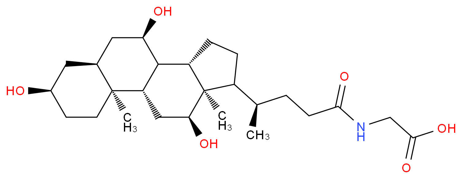 2-[(4R)-4-[(1S,2S,5R,7S,9R,10R,11S,15R,16S)-5,9,16-trihydroxy-2,15-dimethyltetracyclo[8.7.0.0<sup>2</sup>,<sup>7</sup>.0<sup>1</sup><sup>1</sup>,<sup>1</sup><sup>5</sup>]heptadecan-14-yl]pentanamido]acetic acid_分子结构_CAS_475-31-0