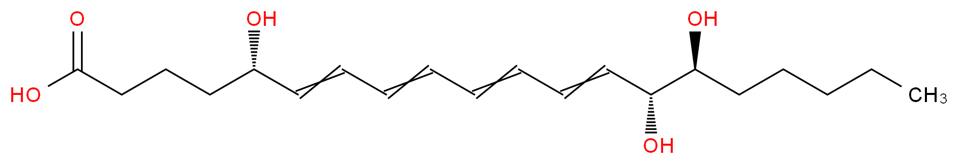 (5S,14R,15S)-5,14,15-trihydroxyicosa-6,8,10,12-tetraenoic acid_分子结构_CAS_92950-25-9