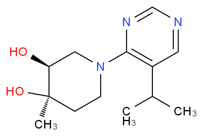 (3S*,4R*)-1-(5-isopropylpyrimidin-4-yl)-4-methylpiperidine-3,4-diol_分子结构_CAS_)