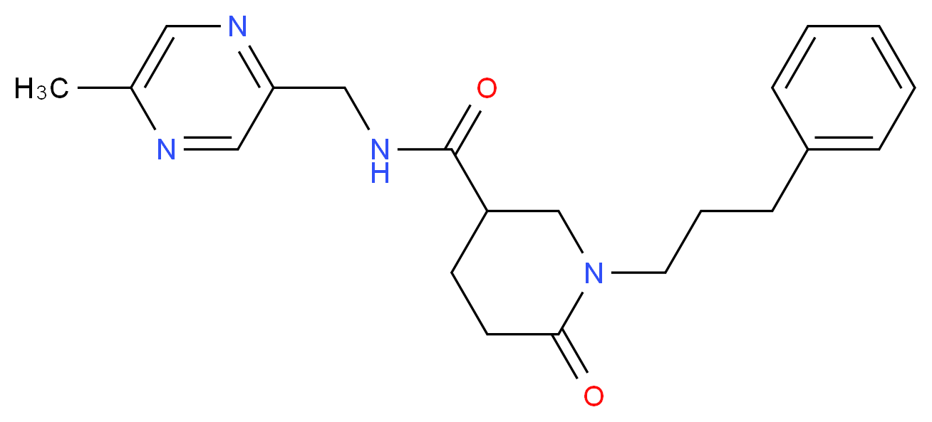 N-[(5-methyl-2-pyrazinyl)methyl]-6-oxo-1-(3-phenylpropyl)-3-piperidinecarboxamide_分子结构_CAS_)