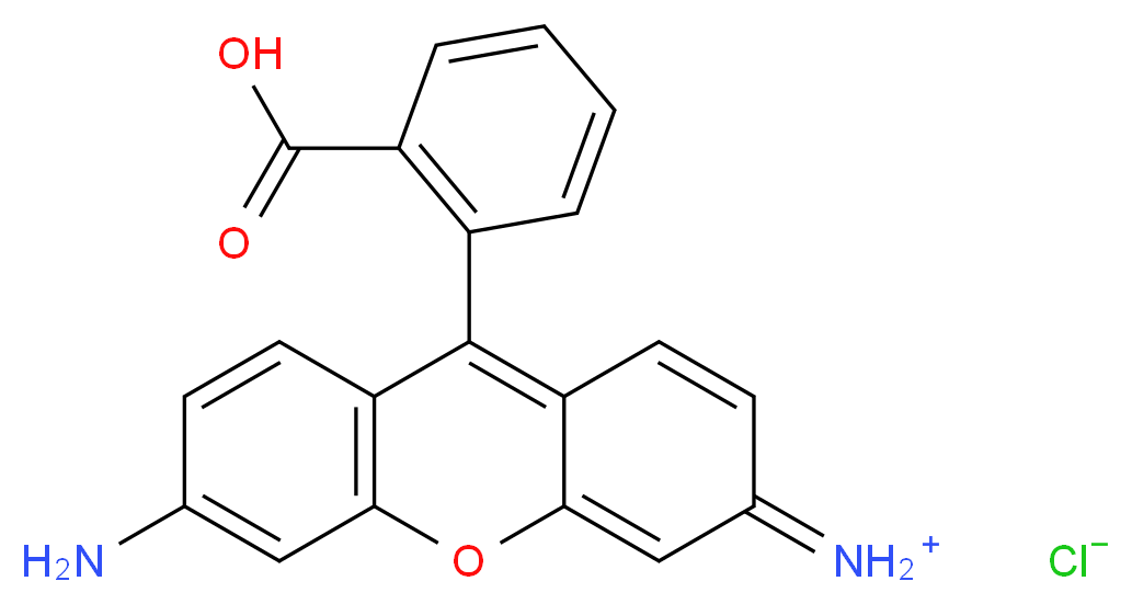 6-amino-9-(2-carboxyphenyl)-3H-xanthen-3-iminium chloride_分子结构_CAS_13558-31-1