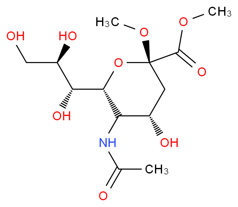 methyl (2S,4S,6R)-5-acetamido-4-hydroxy-2-methoxy-6-[(1R,2R)-1,2,3-trihydroxypropyl]oxane-2-carboxylate_分子结构_CAS_6730-43-4